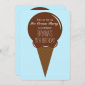 Chocolade Ice Cream Cone Party Uitnodigingen (Voorkant / Achterkant)