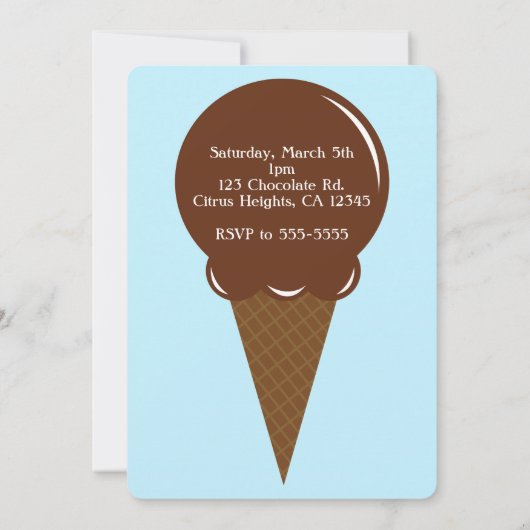 Chocolade Ice Cream Cone Party Uitnodigingen (Achterkant)