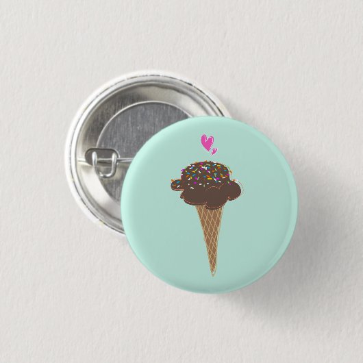 Chocolade Ice Cream Cone Ronde Button 3,2 Cm (Voorkant /achterkant)