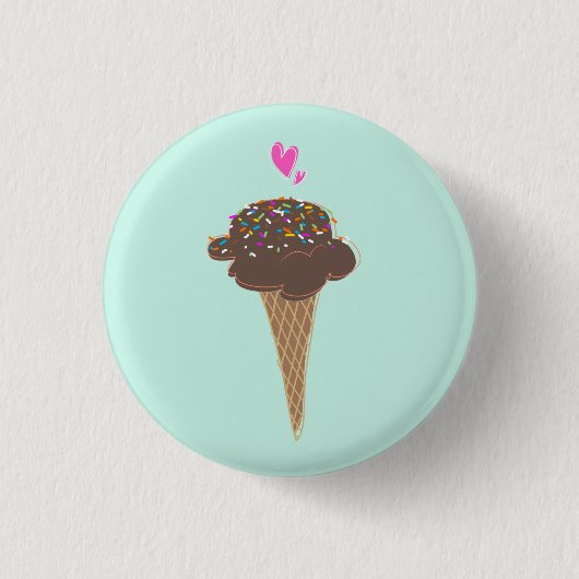 Chocolade Ice Cream Cone Ronde Button 3,2 Cm (Voorkant)