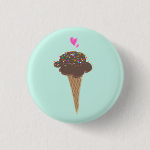 Chocolade Ice Cream Cone Ronde Button 3,2 Cm