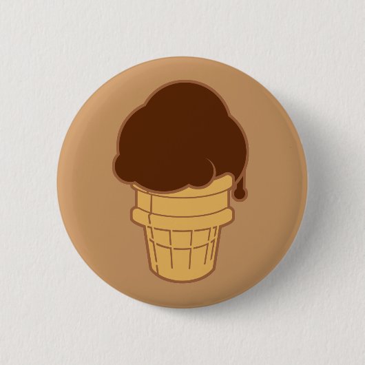 Chocolade Ice Cream Cone Ronde Button 5,7 Cm (Voorkant)