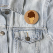 Chocolade Ice Cream Cone Ronde Button 5,7 Cm (In situ)