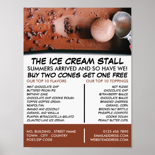 Chocolade Ice Cream, Ice Cream salon Adverteren Poster (Voorkant)