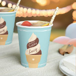 Chocolade Ice Cream Kids Birthday Party Foto Kaart<br><div class="desc">Kill uit met deze schattige ijsjes,  de feestelijke uitnodigingen voor je kleine verjaardagsfeest. Het vun genderneutrale zomerontwerp in een zacht gedempt kleurenpalet is voorzien van chocolade en vanilla soft serve ice crème met uw partijgegevens op de kegel. Voeg een foto toe om dit grillige summiere ontwerp te voltooien.</div>