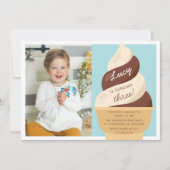 Chocolade Ice Cream Kids Birthday Party Foto Kaart (Voorkant)