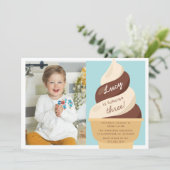 Chocolade Ice Cream Kids Birthday Party Foto Kaart (Staand voorkant)