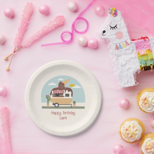 Chocolade Ice Cream Truck Kids Birthday Papieren Bordje (Feest)