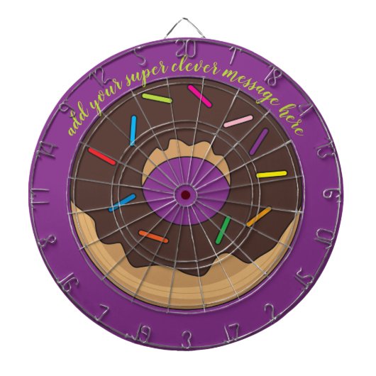 Chocolade Iced Donut met Sprinkles Dartbord (Voorkant)