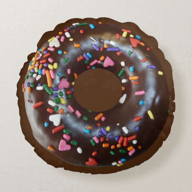 Chocolade Icing Donut Round Pillow Rond Kussen (Voorkant)