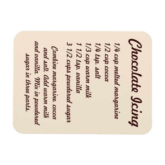 Chocolade Icing Recipe Fridge Magnet Magneet (Horizontaal)