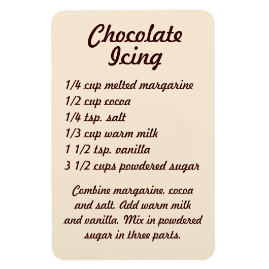Chocolade Icing Recipe Fridge Magnet Magneet (Verticaal)