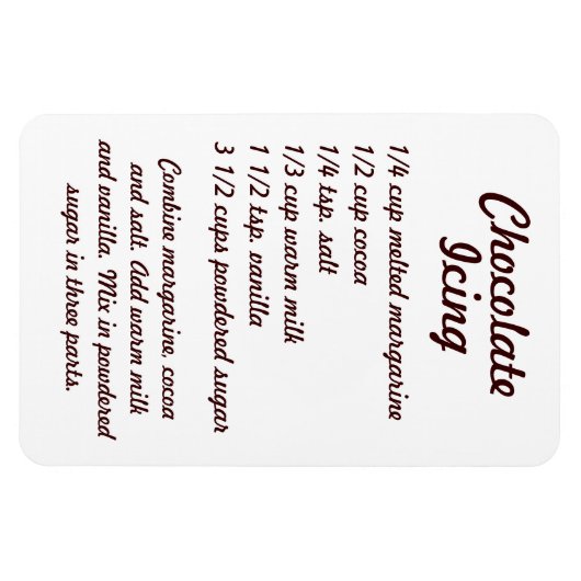 Chocolade Icing Recipe Fridge Magnet Magneet (Horizontaal)
