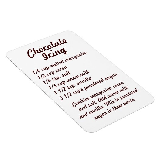 Chocolade Icing Recipe Fridge Magnet Magneet (Rechterzijde)