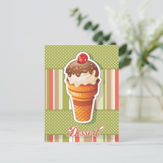  chocolade-ijs briefkaart (Staand voorkant)