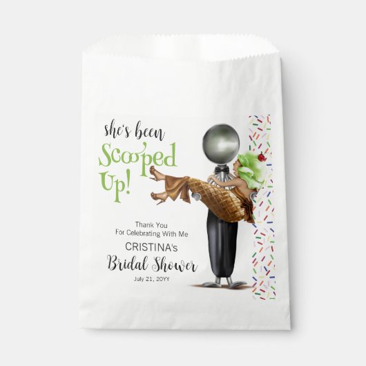 Chocolade ijs geschept bruiloftsfeest bedankzakje (Voorkant)