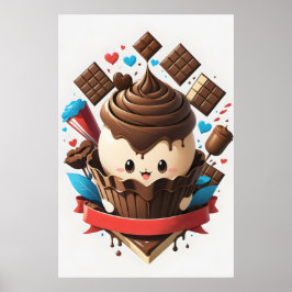 Chocolade ijs met hartjes poster
