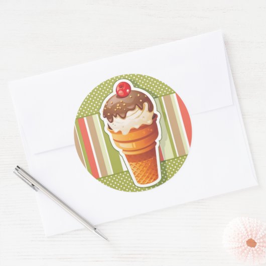  chocolade-ijs ronde sticker (Envelop)