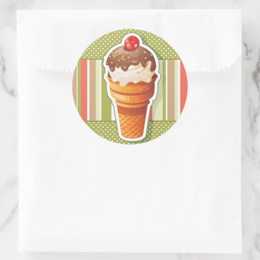  chocolade-ijs ronde sticker (Tas)