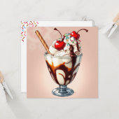 Chocolade-ijs-sundae met spikkels Blank Kaart (Voorkant / Achterkant in situ)
