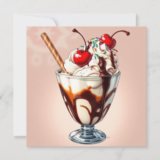Chocolade-ijs-sundae met spikkels Blank Kaart (Voorkant)