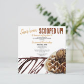 Chocolade ijsbol op wafel bruidsbruiloft kaart (Staand voorkant)