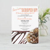 Chocolade Ijsbolletje Op Wafels Bruidsdiner Kaart (Staand voorkant)