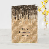 Chocolade ijsje glittersprikkels verjaardag kaart (Gele Bloem)