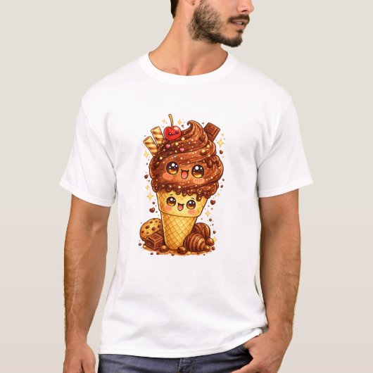Chocolade Ijsje Kawaii T-Shirt (Voorkant)