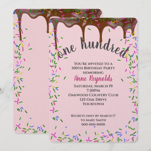 Chocolade ijsjes met spruitjes voor 100e verjaarda kaart (Voorkant / Achterkant)