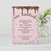 Chocolade ijsjes met spruitjes voor 100e verjaarda kaart (Staand voorkant)