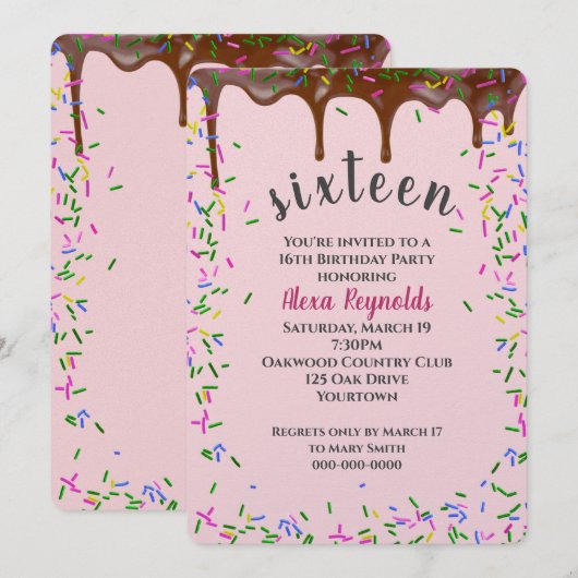 Chocolade ijsjes met spruitjes voor 16e verjaardag kaart (Voorkant / Achterkant)