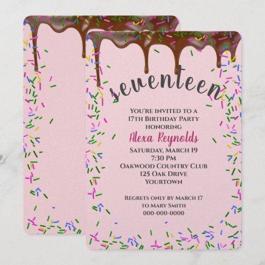 Chocolade ijsjes met spruitjes voor 17e verjaardag kaart (Voorkant / Achterkant)