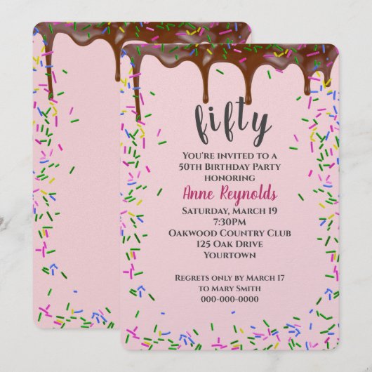 Chocolade ijsjes met spruitjes voor 50ste verjaard kaart (Voorkant / Achterkant)