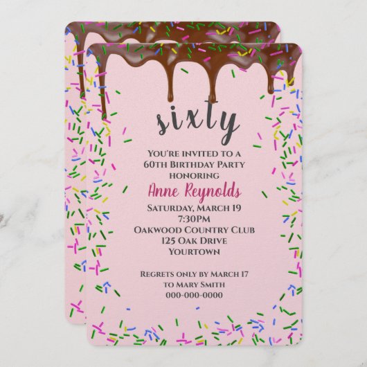 Chocolade ijsjes met spruitjes voor 60e verjaardag kaart (Voorkant / Achterkant)