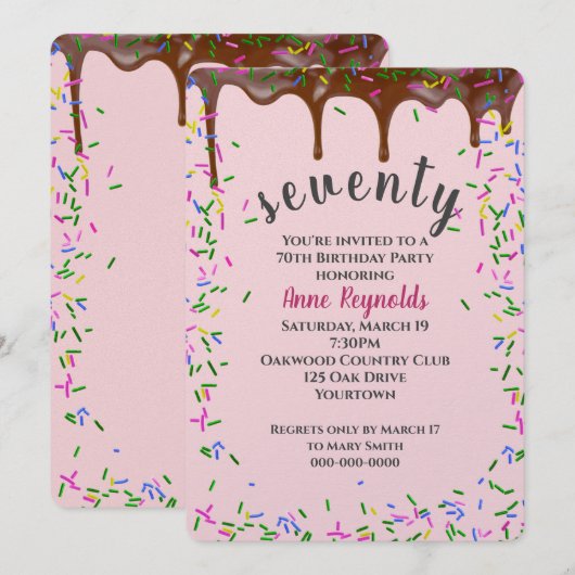 Chocolade ijsjes met spruitjes voor 70e verjaardag kaart (Voorkant / Achterkant)