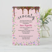 Chocolade ijsjes met spruitjes voor 70e verjaardag kaart (Staand voorkant)