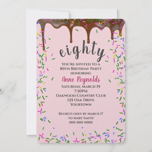 Chocolade ijsjes met spruitjes voor 80ste verjaard kaart (Voorkant)