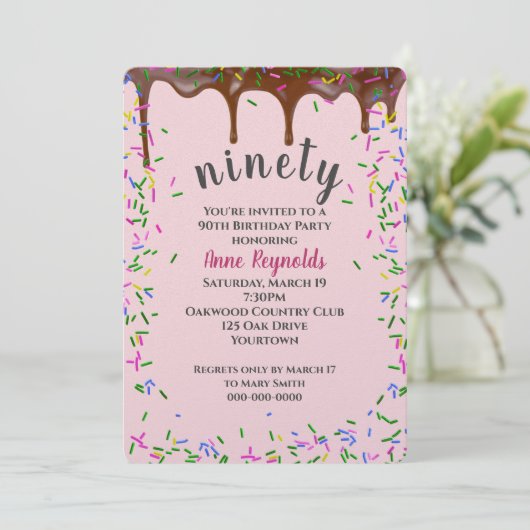 Chocolade ijsjes met spruitjes voor 90ste verjaard kaart (Staand voorkant)