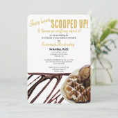 Chocolade ijsschep op wafel Vrijgezellenfeest Kaart (Staand voorkant)