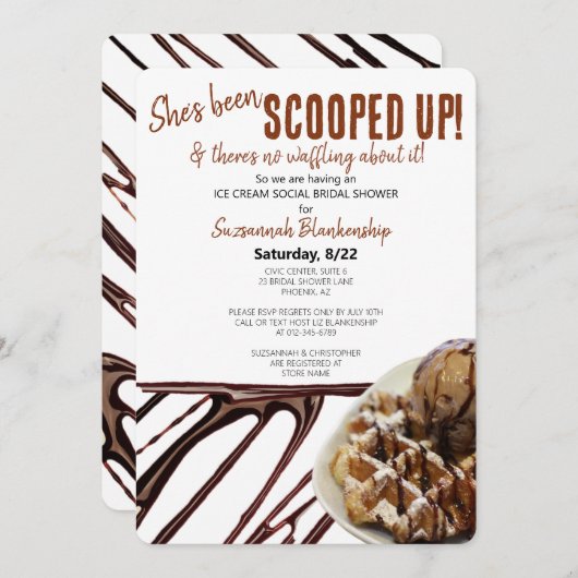 Chocolade ijsschep op wafel Vrijgezellenfeest Kaart (Voorkant / Achterkant)