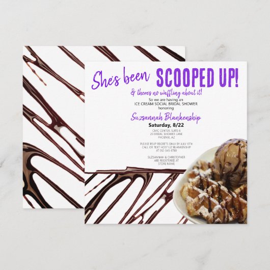 Chocolade ijsschep op wafel Vrijgezellenfeest Kaart (Voorkant / Achterkant)