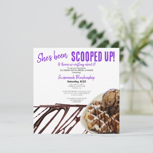 Chocolade ijsschep op wafel Vrijgezellenfeest Kaart (Staand voorkant)