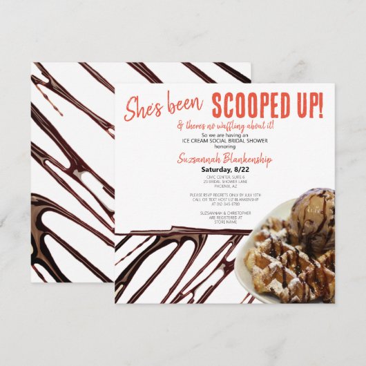 Chocolade ijsschep op wafel Vrijgezellenfeest Kaart (Voorkant / Achterkant)