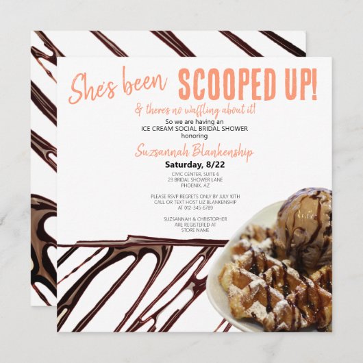 Chocolade ijsschep op wafel Vrijgezellenfeest Kaart (Voorkant / Achterkant)