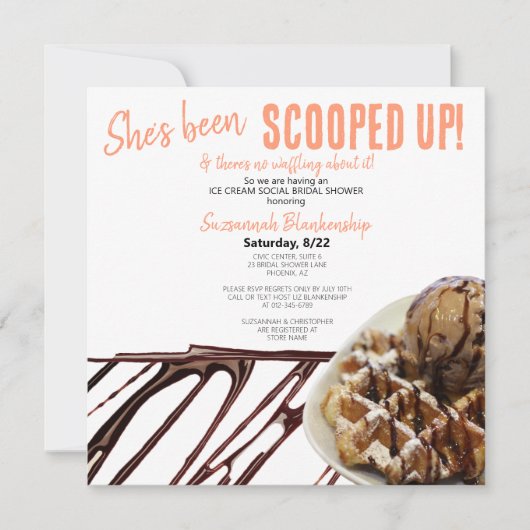 Chocolade ijsschep op wafel Vrijgezellenfeest Kaart (Voorkant)