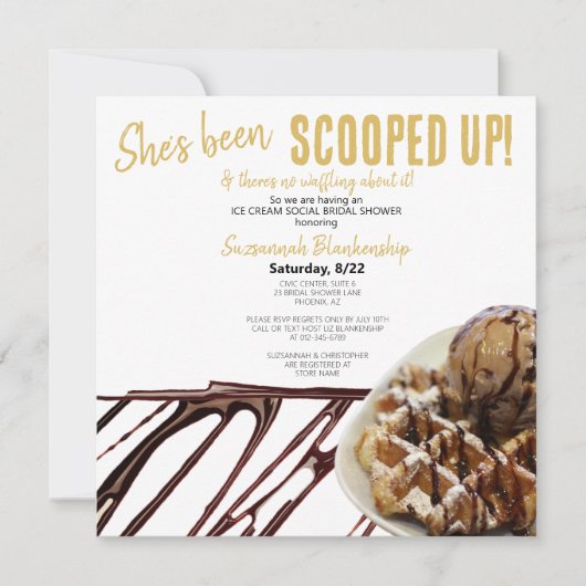 Chocolade ijsschep op wafel Vrijgezellenfeest Kaart (Voorkant)