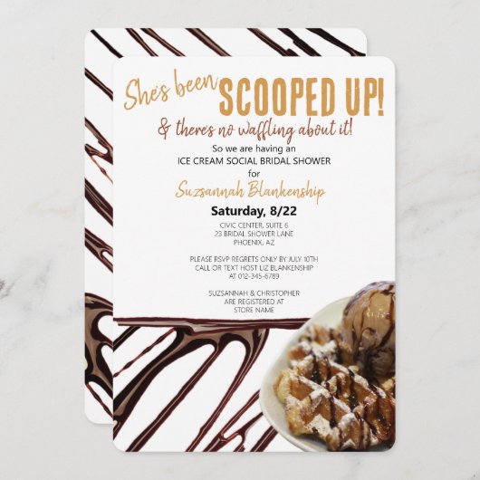 Chocolade ijsschep op wafel Vrijgezellenfeest Kaart (Voorkant / Achterkant)