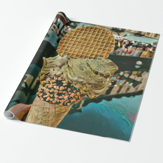 Chocolade-ijssproeiers Cadeaupapier (Uitgerold)