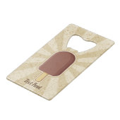 Chocolade ijsstok creditkaart flessenopener (Voorkant Gekanteld)